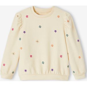 Meisjessweater met geborduurde bloemen ecru