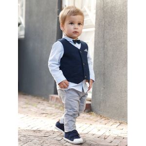 Feestelijke set jongensbaby vest + overhemd + vlinderdas + broek inkt