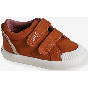 Stoffen sneakers met klittenband babyjongen donkerbruin