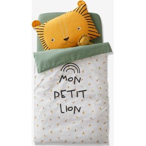 Dekbed baby Mon petit lion ivoor met print / groen