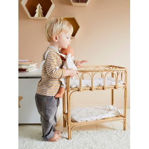 Rotan verschoontafel voor poppen beige