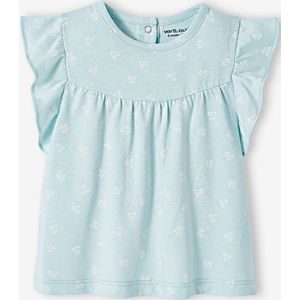 Baby T-shirt met bloemenprint turquoiseblauw