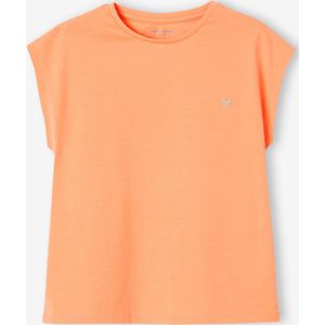 Effen Basics meisjesshirt met korte mouwen mandarijn