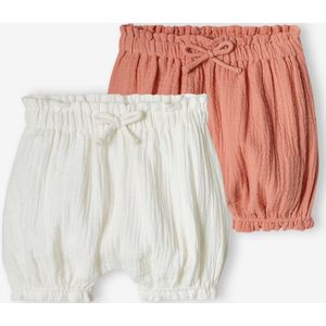 Set van 2 bloomers voor babymeisje van katoengaas wit