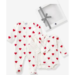 Geboorte geschenkdoos hartjes PETIT BATEAU blauw, gestreept