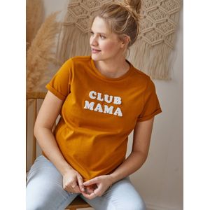 Personaliseerbare T-shirt met tekst, zwangerschap en borstvoeding, van biologisch katoen mosterd