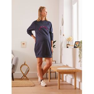 Korte sweaterjurk met boodschap voor zwangerschap en borstvoeding marineblauw