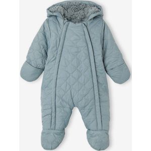 Gewatteerd babypakje gemengd met sherpavoering groenblauw