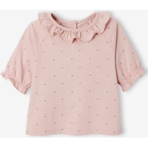 T-shirt met kraagje voor baby's roze met print