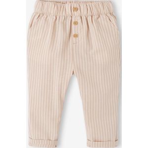 Gestreepte babybroek met elastische tailleband zandbeige