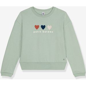 Meisjessweater met hartjes PETIT BATEAU groen