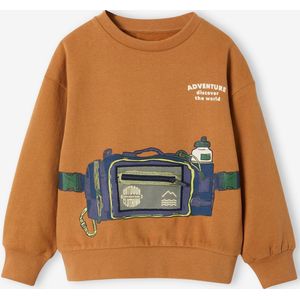 Trompe-l'oeil sweater met rits voor jongens pecannoot