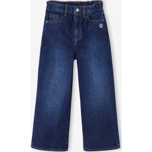 Wijde meisjesjeans ongewassen denim