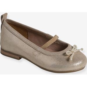 Ballerina's in metallic leer voor meisjes goud