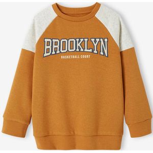 Jongenssweater met colourblock en team Brooklyn opdruk pecannoot