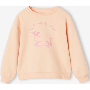 Basic meisjessweater met motief abrikoos