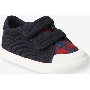 Textielen sneakers met klittenband voor baby blauw, geruit