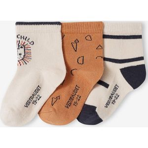 Set van 3 paar 'duinen' sokken voor babyjongen zandbeige