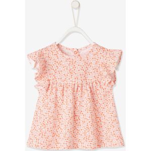 Baby T-shirt met bloemenprint oranje met print