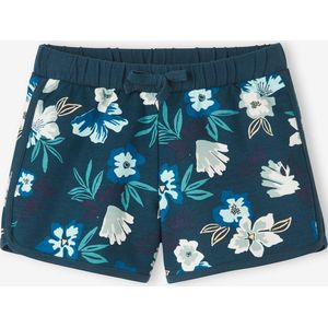 Meisjes sportshort met bloemenprint blauw bedrukt