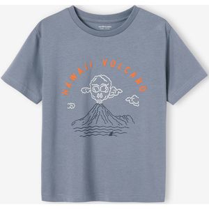 Landschap t-shirt met details in zwelinkt voor jongens jeansblauw