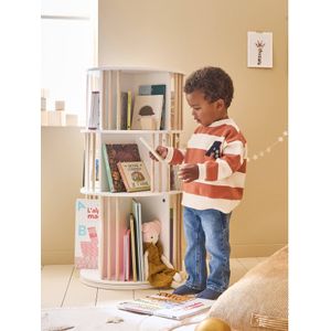 Draaibare Boekenkast - Hout - 3 Verdiepingen - Diameter 45 cm - Hoogte 89 cm