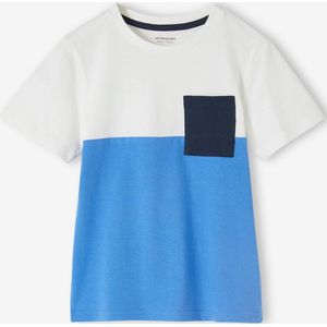 Colorblock jongensshirt met korte mouwen azuurblauw