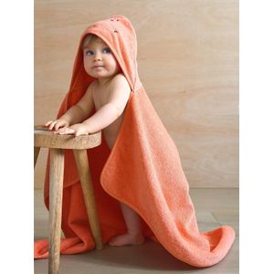 Badcape / Handdoek met capuchon onmisbaar voor baby's en kinderen, met gerecycled katoen perzik