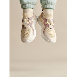 Elastische sportieve meisjessneakers met dikke zool veel beige