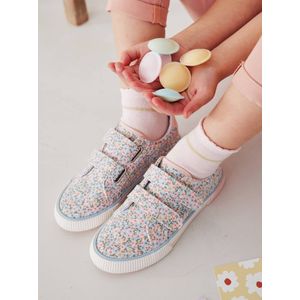 Stoffen sneakers met klittenband voor kinderen rozen