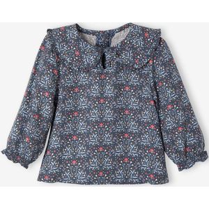 Bloemenblouse met claudinekraag baby's leiblauw