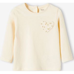 Baby meisjesshirt met zakje met hart en aardbei lichtbeige