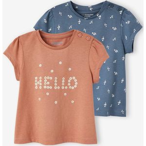 Set van 2 T-shirts voor baby, met korte mouwen oudroze