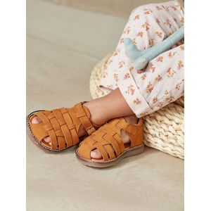 Leren sandalen baby met dichte voorkant camel