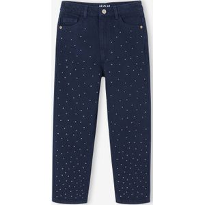 Mom-broek met strass voor meisjes marineblauw