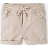 Gekeperde short met elastische tailleband babyjongen beige