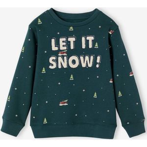 Sweater met kerstboodschap voor jongens groen