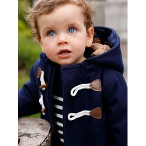 Dufflecoat voor baby met capuchon inkt