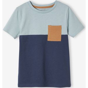 Colorblock jongensshirt met korte mouwen leisteen