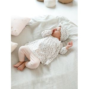 Set pasgeboren baby 3 delen haarband, jurk met motief en legging nude met print