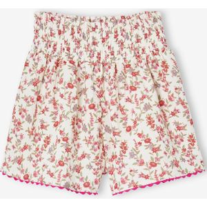 Meisjesshort van katoengaas met bloemenprint meerkleurig
