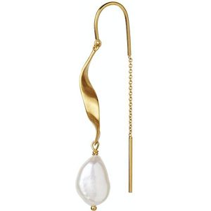 Long Twisted Earring With Baroque Pearl