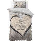 Sleeptime - Love To The Moon And Back 2 - Dekbedovertrek - Grijs - 140 x 200/220 cm