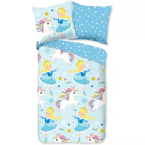 Happy Linen Company Meisjes Kids Eenhoorns Regenbogen Roze Eenpersoons Omkeerbaar Dekbedovertrek Beddengoed Set
