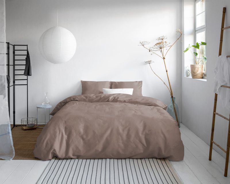 Primaviera Deluxe Uni Satijn - Dekbedovertrekset - Tweepersoons - 200x200/220 + 2 kussenslopen 60x70 - Taupe