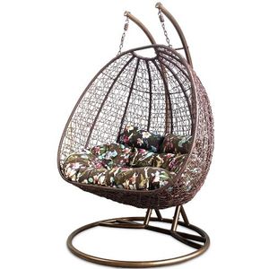 Rijoka Hangstoel Dubbel Eggy Twisted Schommelstoel - Bruin Rattan- 2persoons
