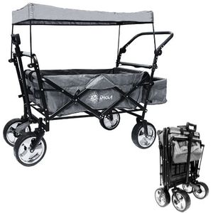 Rijoka Luxe Opvouwbare Bolderkar/Bolderwagen | Met Dakje en Draagtas | Jeans Grijs