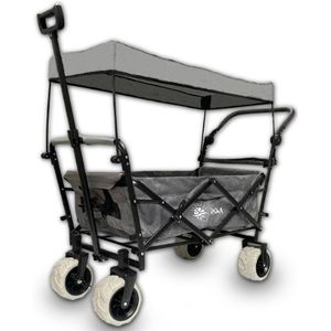 Rijoka Luxe Opvouwbare Bolderkar/Bolderwagen | Dakje en Crosswielen | Telescopische Stang | Jeans Grijs
