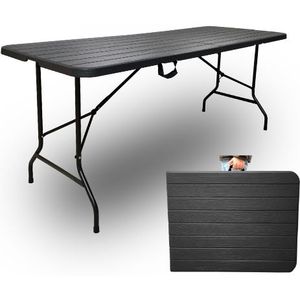 Rijoka Klaptafel Inklapbare Campingtafel - 75x180cm - Houtlook Design - 6 Tot 8 Personen - Taupe