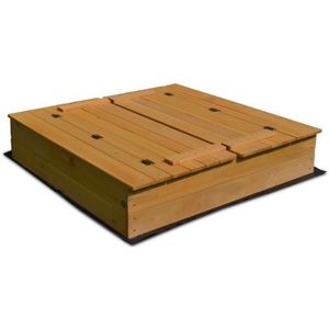 Rijoka Houten Zandbak - Inklapbaar - 2 Banken - Inclusief Grondzeil - 98x98x22cm